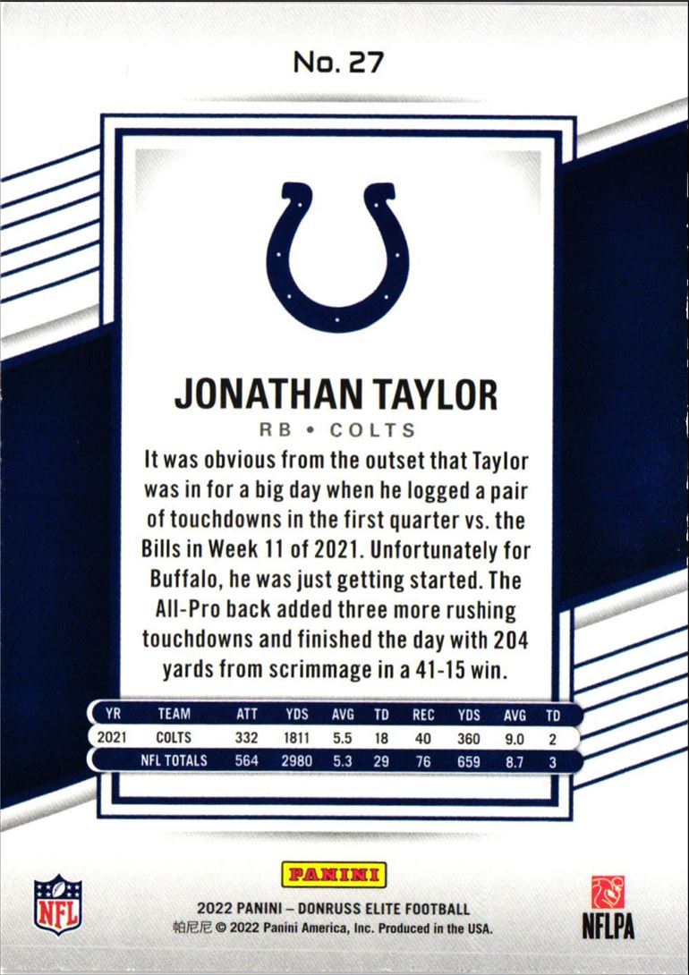 2022 Donruss Elite Jonathan Taylor