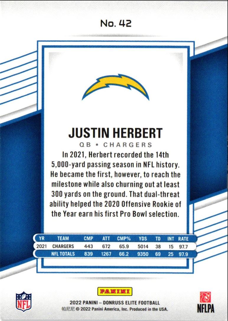 2022 Donruss Elite Justin Herbert