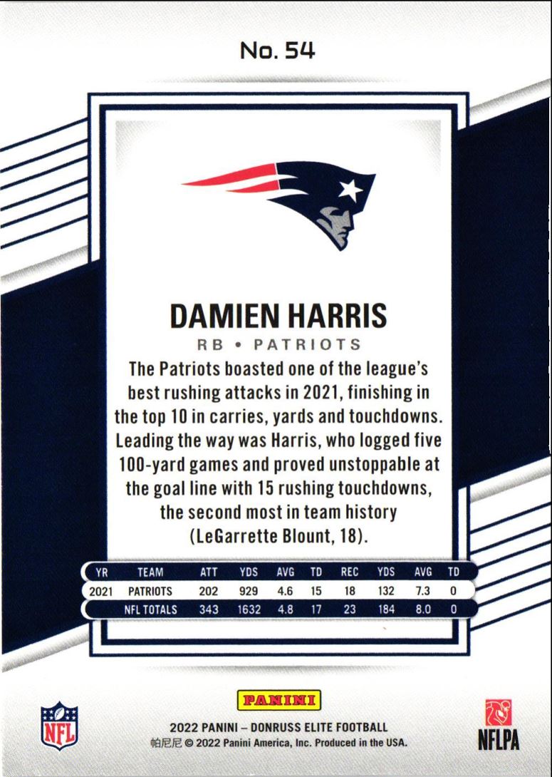 2022 Donruss Elite Damien Harris