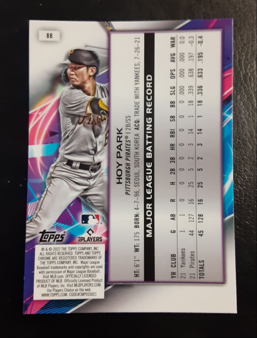 2022 Topps Chrome Cosmic Hoy Park